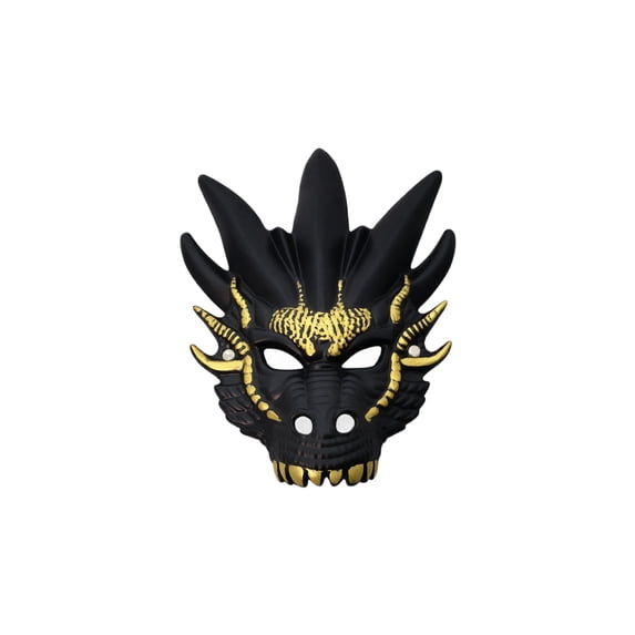 Dragon Mask Scary Mask 14 Inch Black Gold Masquerade Mask Halloween Mask for Masquerade Party Halloween Dress Up Accessory, 1 Pack