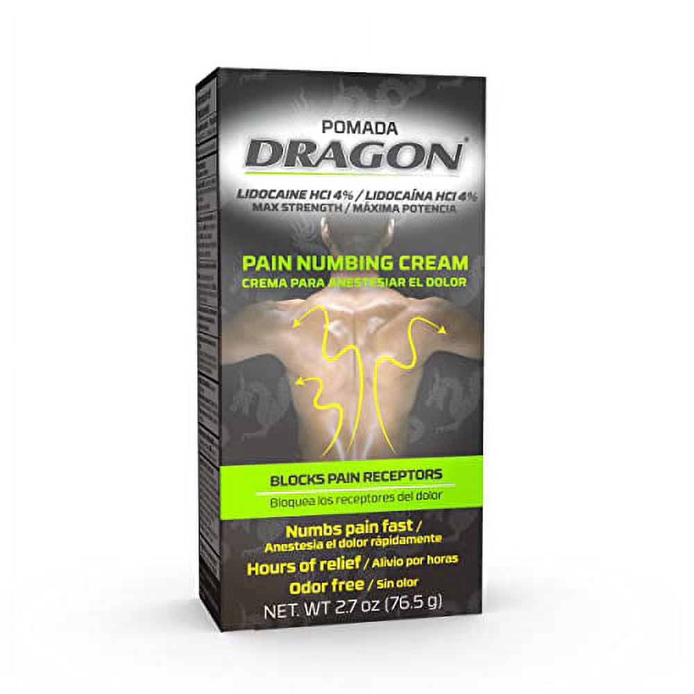 Dragon Maximum Strength Pain Relief Numbing Cream with Lidocaine, 2.7