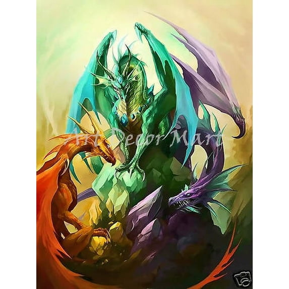 Dragon Meeting - CANVAS OR WALL ART PRINT