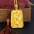 thumbnail image 1 of Dragon Men's  23K 24K THAI BAHT YELLOW GOLD GP Charm Necklace Pendant, 1 of 14