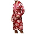 thumbnail image 1 of Dragon Mens Bathrobe Silk-Like Pajama Robe Kimono Yukata Wedding Robe, Red, 1 of 1