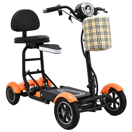 Dragon Mobile 4 Wheel Electric Mobility Scooter for Adults, Elderly Seniors - Power Scooter w/ LED Headlights & Additional Seat for Kids - Matte Orange