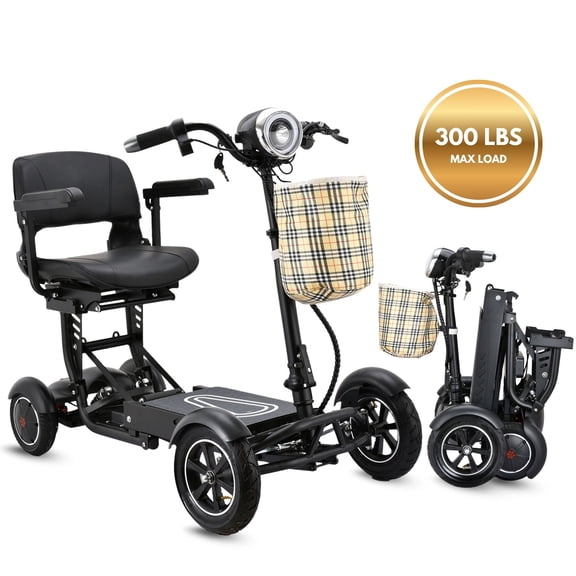Dragon Mobile EX 4 Wheel Durable Compact Travel-Friendly Power Mobility Scooter for Adults & Seniors - Matte Black