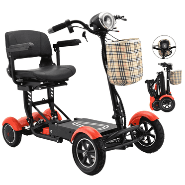 Dragon Mobile EX 4 Wheel Mobility Scooter for Seniors & Elderly, Foldable Airline & Cruise Compatible Travel Electric Wheelchair - Red