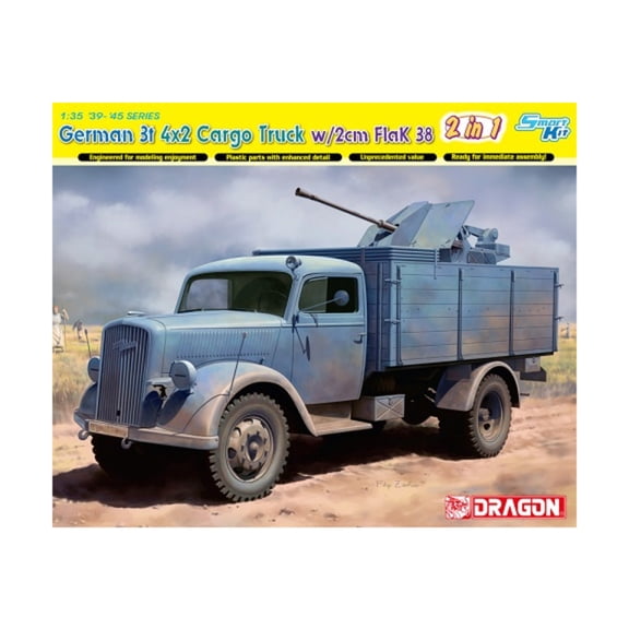 Dragon Models German 3t 4x2 Truck w/2cm FlaK 38 (2-in-1) New