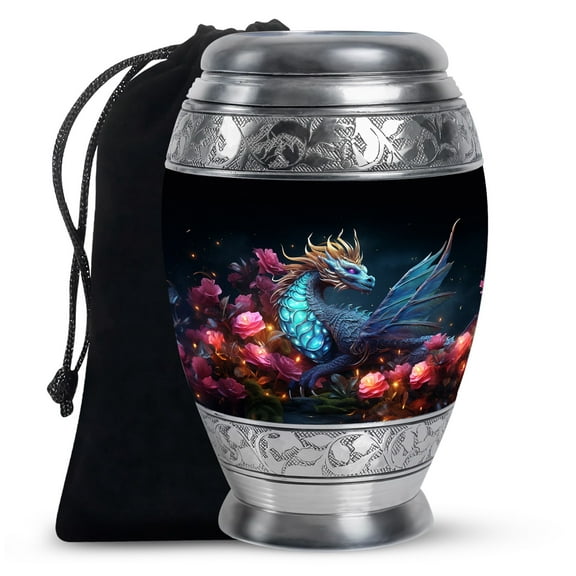 Dragon Moonlit Roses Cremation Urn Human Ashes - Adult Urns For Human Ashes - Large Urns For Human Ashes Adult Female - Urns For Ashes Adult Male - Human Cremation Urns - Large Urns (Size - 10 inch)