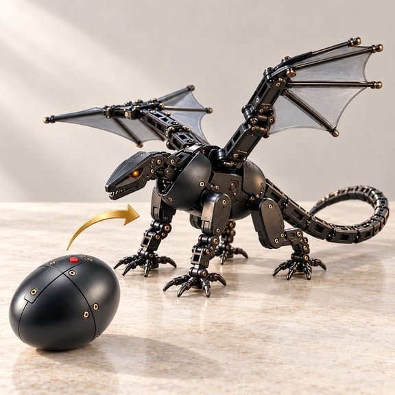 Dragon Morph Egg to Dragon Transforming Mechanical Toy Home Decor, Articulated Robot Dragon Figure with Movable Wings Tail and Claws, Fantasy Dragon Model Collectible, Gifts for Adults