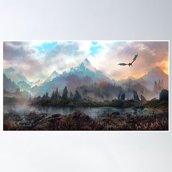 Dragon Mountain Poster Wall Art, Modern Wall Decor, 8x12 UNFRAMED