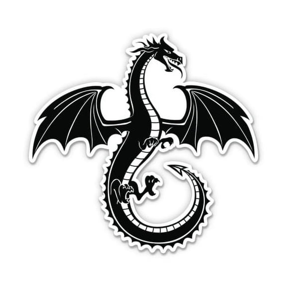 Dragon Mystical Fantasy Tattoo - 5" Vinyl Sticker - For Car Laptop I-Pad - Waterproof Decal