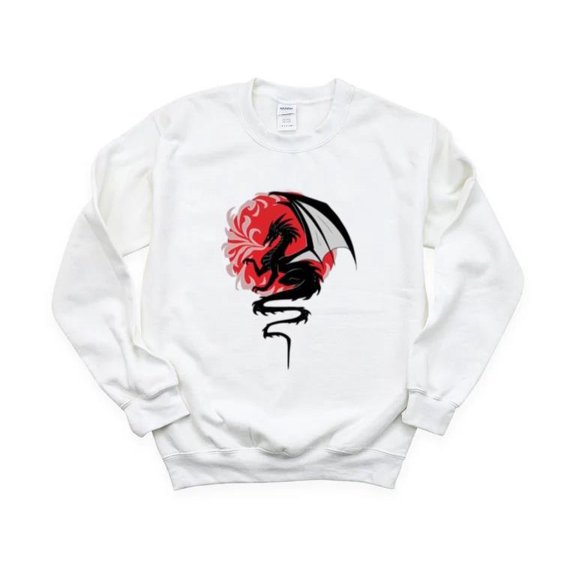 Dragon Mythical Creature Fantasy Art Design Graphic Top Sweatshirt, for men & women, up to size 5XL