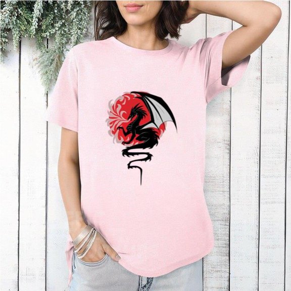 Dragon Mythical Creature Fantasy Art Design Graphic Top T-Shirt, for men & women, up to size 5XL