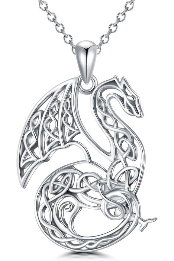 Dragon Necklace 925 Sterling Silver Celtic Dragon Pendant Necklace Cute Animal Dragon Jewelry Gifts for Women