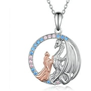 Dragon Necklace For Women 925 Sterling Silver Dragon Pendant Necklace Queen Princess Stroking Dragon Jewelry Gift For Women[Z4725]