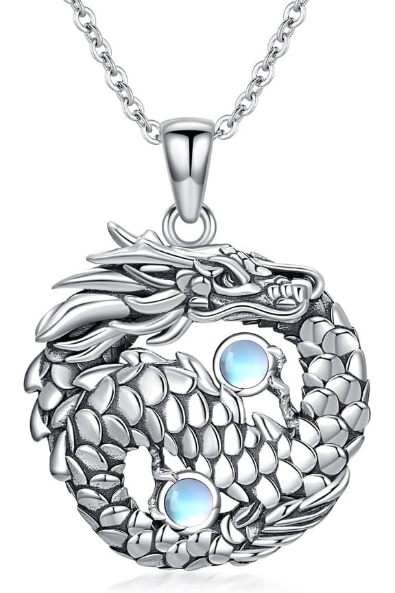 Dragon Necklace S925 Sterling Silver Dragon Pendant Necklace Animal Jewelry Gifts for Women Mom Wife