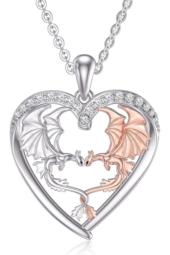 Dragon Necklace Sterling Silver Dragon Heart Pendant Jewelry Gifts for Women Men Her