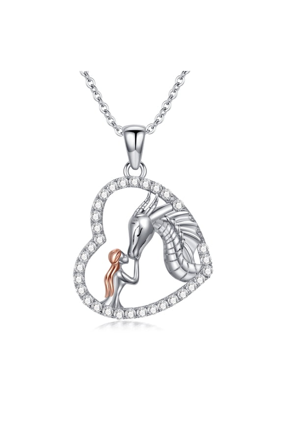 Dragon Necklace Sterling Silver Dragon Pendant Necklace Dragon Jewelry Gifts for Women Men