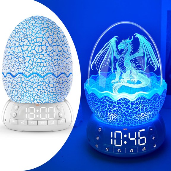 Dragon Night Light with Digital Clock, 20 Soothing Sounds, Bluetooth Speaker, 8 Color Changing and Dimmable Lights, Timer Function, Multicolor Bestseling