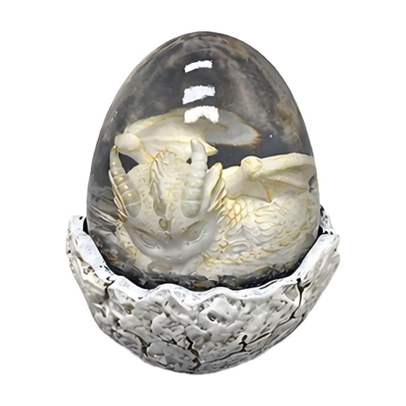 Dragon Night Light, Resin Dragons Lamp with Upgraded Volcanic Lava Base, Birthday Xmas Cool Figurines Dragon Gifts for Room Decor Boys Girls (White)