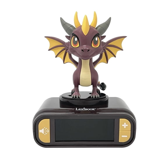 Lexibook, Alarm Clock - Dragon Night Light with Sound Effects, Black