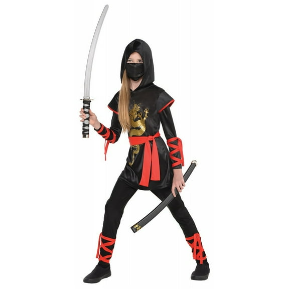 Dragon Ninja Secret Assassin Girls Halloween Costume for Child, Medium