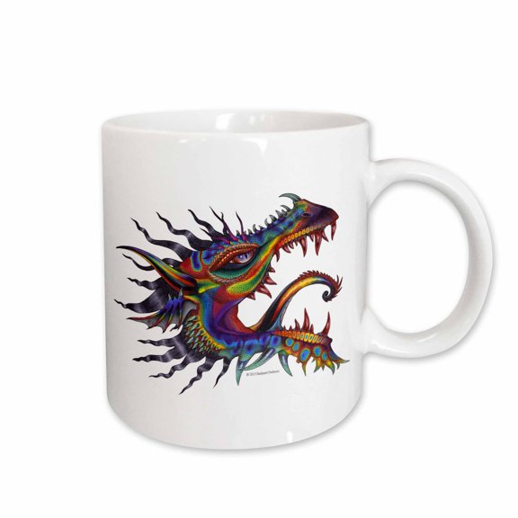 3drose, Dragon of Rainbows Colorful Fantasy Art, 15oz Mug