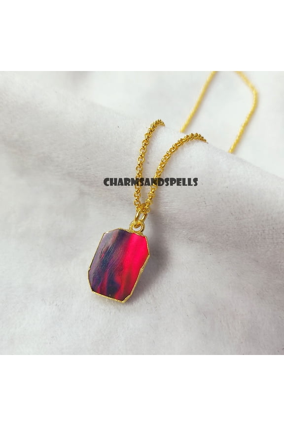 Dragon Opal Pendant Necklace, Vintage Style Charm Necklace, Raw Opal Jewelry, Delicate Gemstone Jewelry, Perfect Christmas Gifts for Her