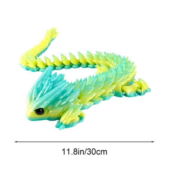 Dragon Ornament, Gaqring Movable Joints Crystal Dragon Figurine, 12 Inch 3D Printed Collectible with Simulation Eyes Unique Gift
