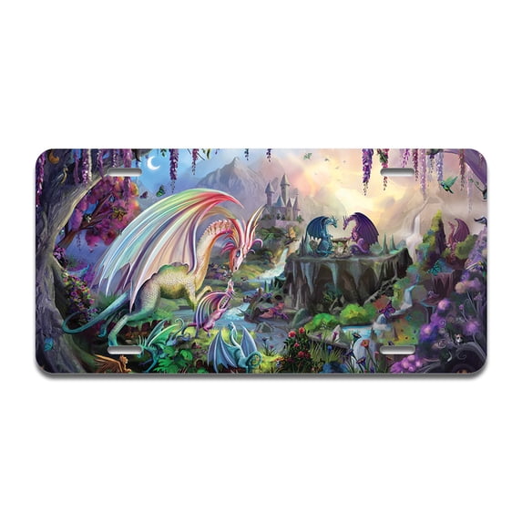 Dragon Paradise Aluminum License Plate| License Plate 12" X 6" Fits Any Car, Truck, SUV, RV, or Trailer | Made in The USA