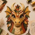thumbnail image 1 of Dragon Patchwork DIY Kit, Fabric Sewing Craft Set for Beginner | Mystical Animal Wall Decor, Handmade Quilted Art Project, Woodland Fantasy Gift for Adults, Fairy Enchanted(#C), 1 of 8
