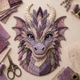 thumbnail image 1 of Dragon Patchwork DIY Kit, Fabric Sewing Craft Set for Beginner | Mystical Animal Wall Decor, Handmade Quilted Art Project, Woodland Fantasy Gift for Adults, Fairy Enchanted(#E), 1 of 8