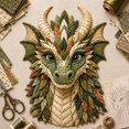 thumbnail image 1 of Dragon Patchwork DIY Kit, Fabric Sewing Craft Set for Beginner | Mystical Animal Wall Decor, Handmade Quilted Art Project, Woodland Fantasy Gift for Adults, Fairy Enchanted(#D), 1 of 8