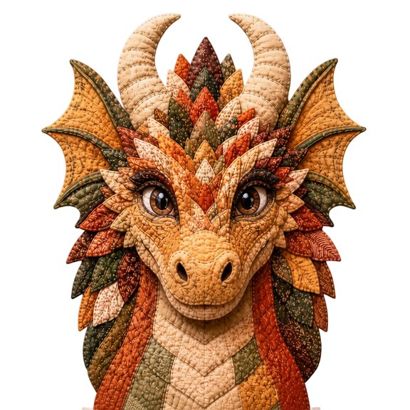 Dragon Patchwork Quilt Kit with Embroidery Fabric Squares and Quilting Fabric, Beginner Embroidery Kit for Adults with Embroidery Hoop Frame and Thread for Sewing, Christmas