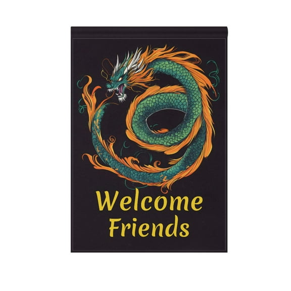 Dragon Pattern Garden Flag House Banner 12" x 18" Double Sided Outdoor Yard Decoration