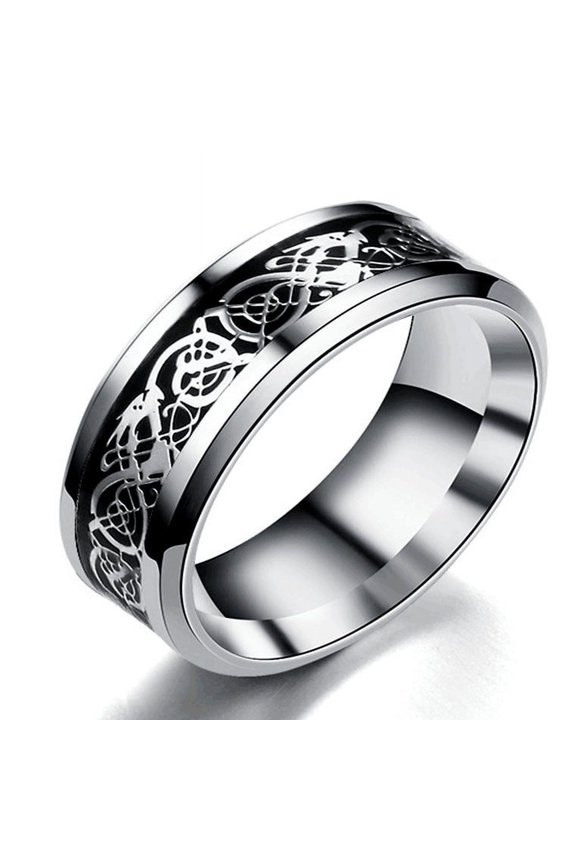 Dragon Pattern Rings Men Stainless Steel Ring Jewelry