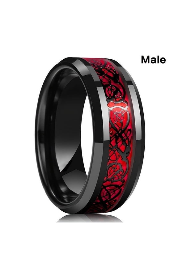 Couple Rings Dragon Pattern Heart Shape Matching Rings for Him and Her Stainless Steel Alloy Electroplated Fashionable