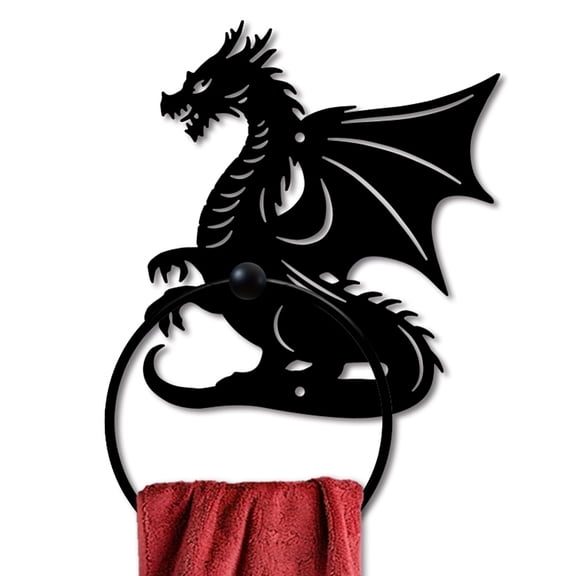 Dragon Pattern Towel Ring Metal Hand Towel Holder Flying Dragon Side Towel Ring Wall Mounted Animal Hand Towel Holder Metal Round Towel Rack