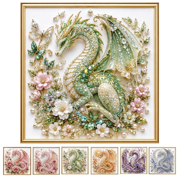 Dragon Pearl Art DIY Kit, 7.87x7.87 Inch 3D Raised Mosaic Diamond Painting Set with Tools, Crafts for Adults Home Decor Wall Art Decoration, Creative Holiday Gift for Craft Lovers