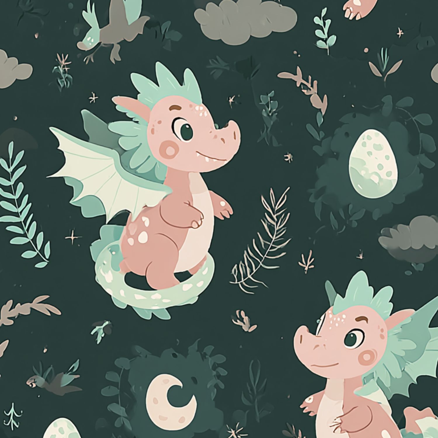 Dragon Peel and Stick Wallpaper 23.6in x 9.8ft Cute Cartoon Dragon ...