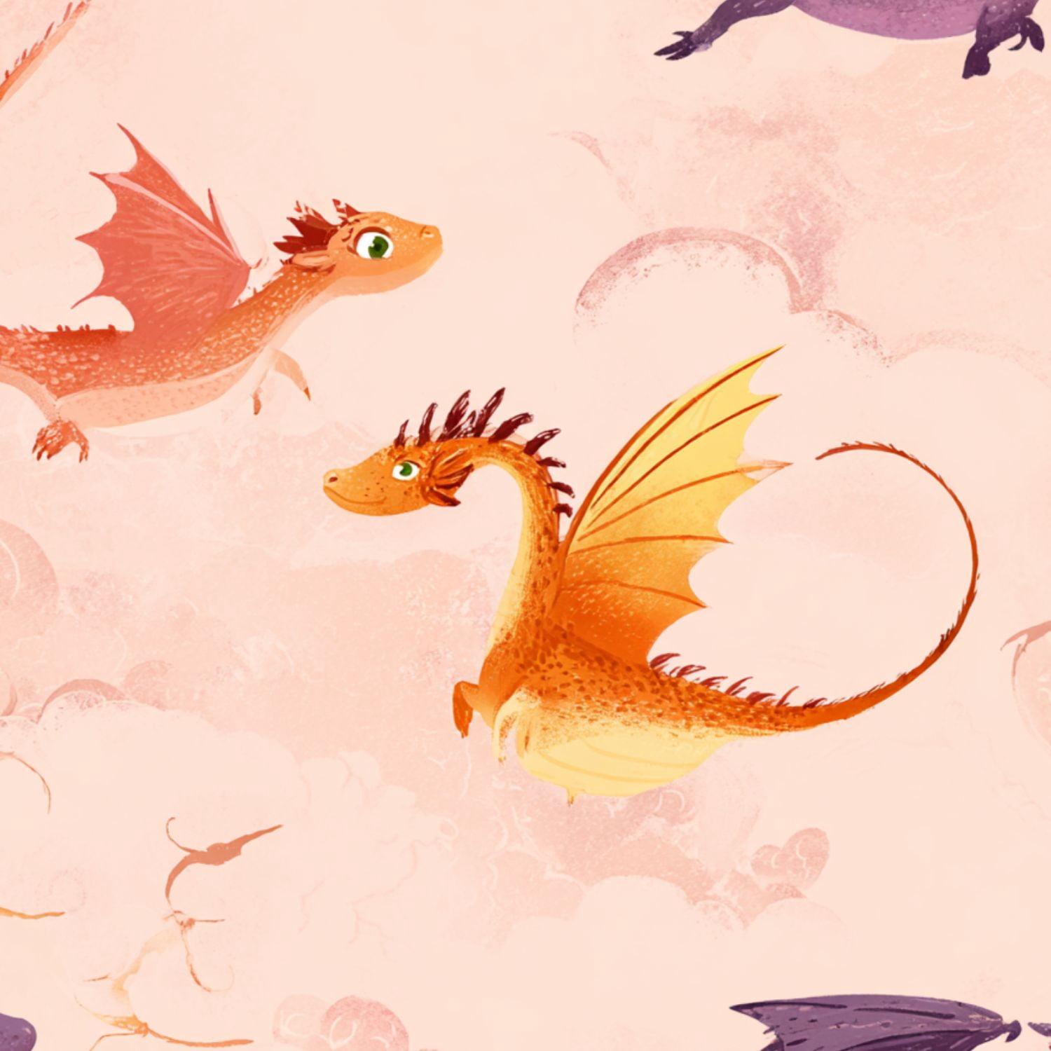 Dragon Peel and Stick Wallpaper 23.6in x 9.8ft Dragons Soft Pastel ...