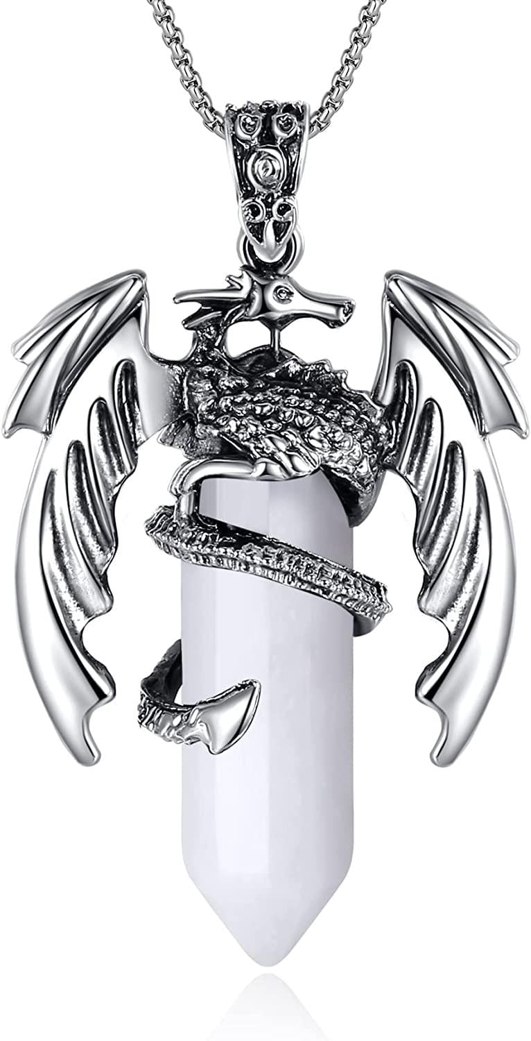 Dragon Pendant Necklace for Men Women Cool Healing Crystal Stone Necklace Natural Gemstone Necklace Western Dragon Jewelry Walmart