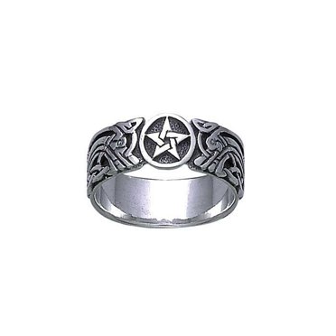 925 Sterling Silver Pentagram Pentacle Ring - Pagan Wiccan Jewelry - Beach Life Treasures (Sizes 7-14)