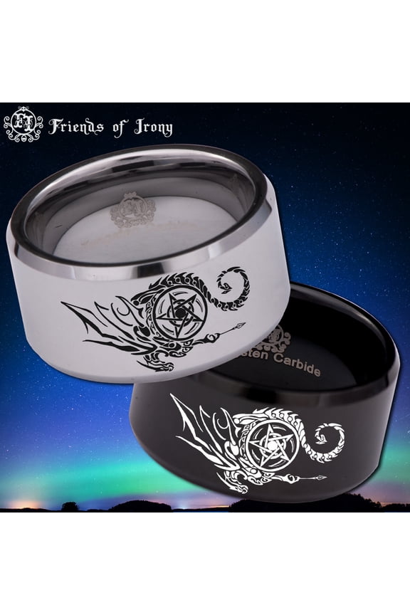 Dragon Pentagram Tungsten Carbide Ring