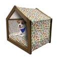 thumbnail image 1 of Cartoon Pet House, Loving Dangerous Happy Dinasours in Rainbow Colored Print, Outdoor & Indoor Portable Dog Kennel with Pillow and Cover, 5 Sizes, Multicolor, by Ambesonne, 1 of 5