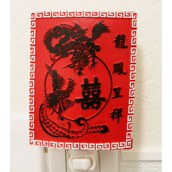 Dragon Phoenix Happy Wedding Oriental Night Light Lamp Candle Home Decor -D