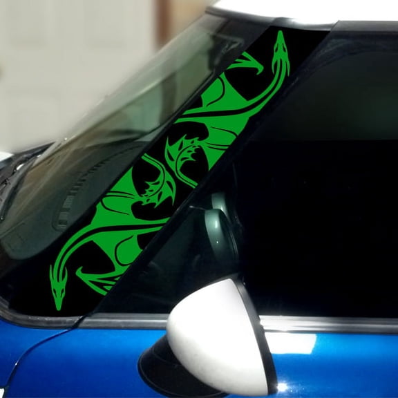 Dragon Pillar Vinyl Decals for 1st Gen MINI Cooper - Set of 2 - Choose Color - [YELLOW GREEN]