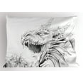 thumbnail image 1 of Dragon Pillow Sham Sketch of A Medieval Spiritual Character Mythological Creature Abstract Design, Decorative Standard King Size Printed Pillowcase, 36 X 20 Inches, Pale Grey White, by Ambesonne, 1 of 2