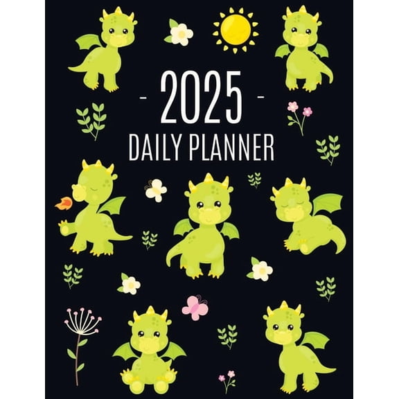 Dragon Planner 2025: Cute Daily Organizer (12 Months) Pretty Scheduler With Friendly Baby Dragon, (Paperback)
