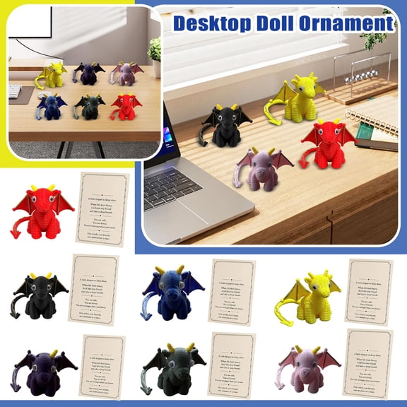 Dragon Plush for Relaxation Relief, Toothless Dragon Plush, Small Stuffed Animals for Student, Valentines Day Gift for Student, Reminder Card, Pocket-Sized Emotional Support