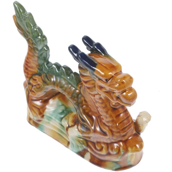 Brown Ceramic Dragon Statue for Decoration with Exquisite Craftsmanship and Vibrant Colors Small