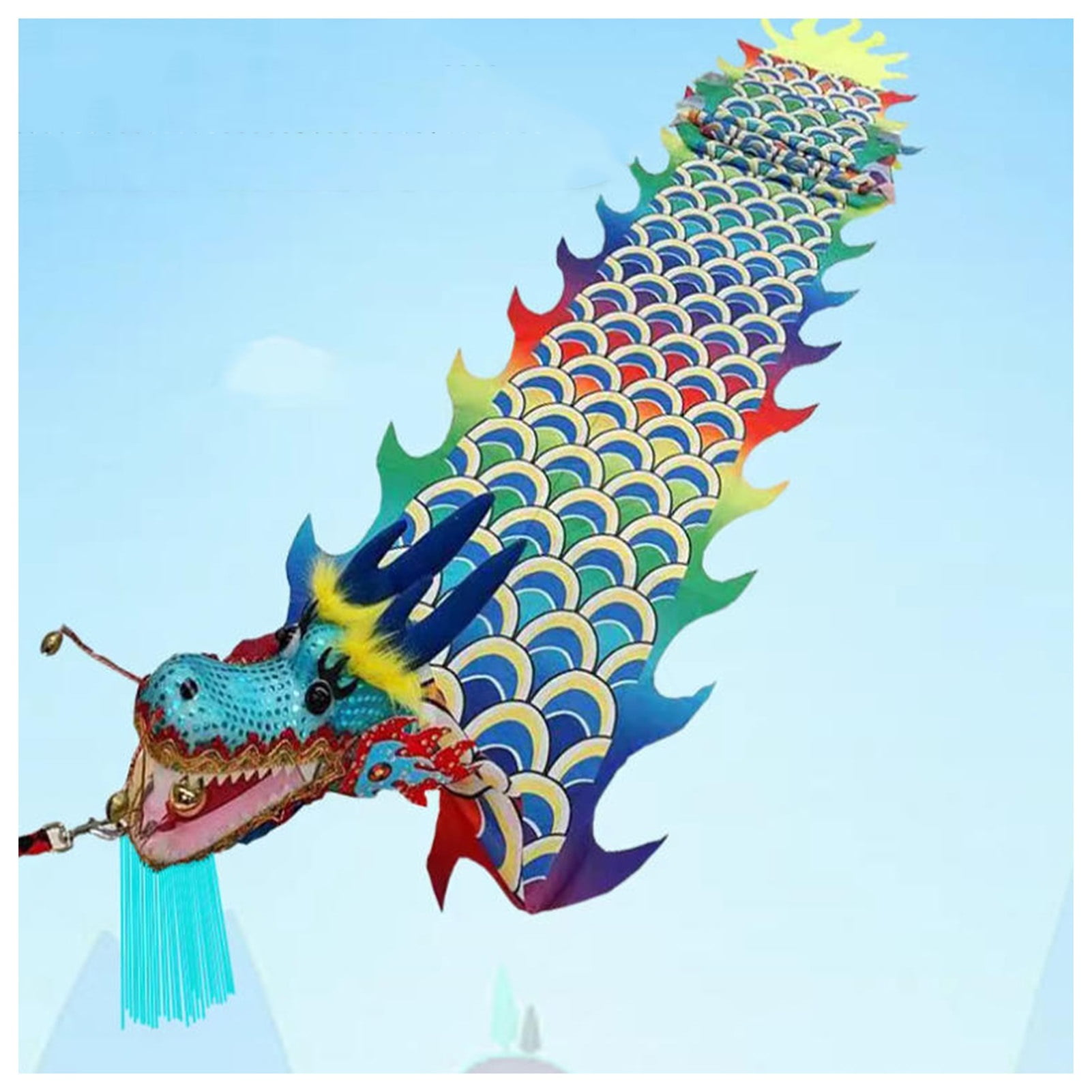 Dragon Poi with Head and Swing Rope Combination, 3D Chinese Silk Dragon Ribbon, Washable for Garden Park Beach